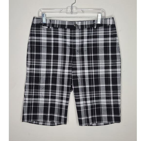 Ralph Lauren Active black white plaid cotton bermuda shorts - 10 - Picture 1 of 3